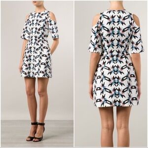 Tanya Taylor Katelyn Geometric Patterned Cutout Dress in Ivory Black size 0